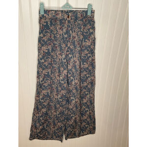 Women's Time After Time Pants, Blue paisley wide leg Size S
